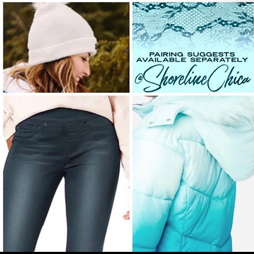NWT Anorak Puffer Coat ocean ombré turquoise blue white JUSTICE teen XL - Picture 12 of 16